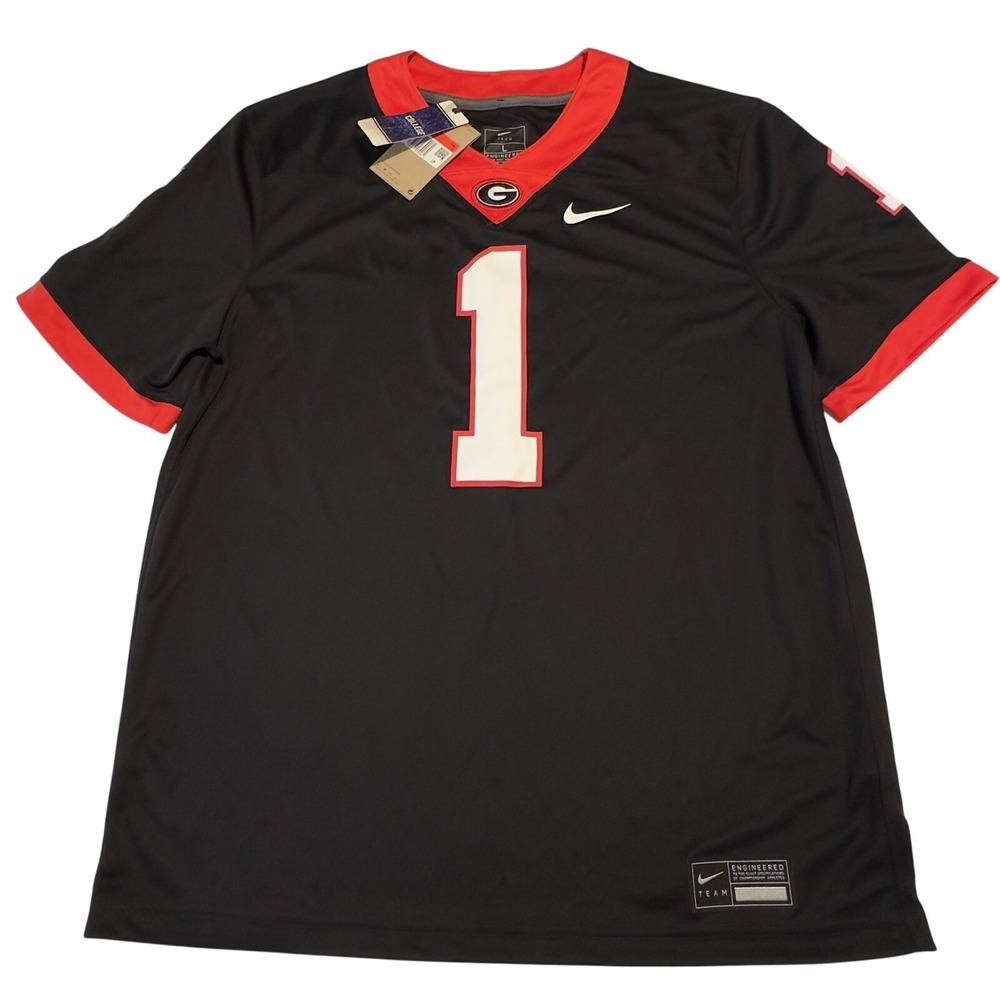 NWT Georgia Bulldogs Nike Game Football Jersey Alternate #1 Large‎ "Tiny Flaw"
